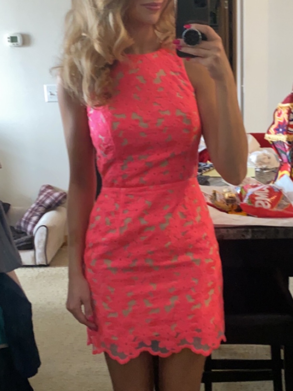 Adelyn Rae Hot Pink Lace Mini Dress
